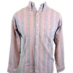 Mens Manhattan Blue Stripe LS Cotton Blend Casual Shirt sz Med